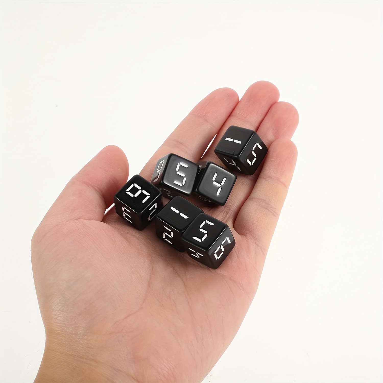 6pcs Acrylic Black Screen Mechanical Number Dice Set